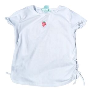 Kids Emma & Elsa White Short Sleeve Comfort Tee With Cute Strawberry - Size 6